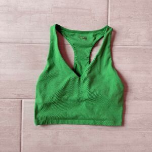 Aerie Offline The Hugger Cropped Tank V Neck Racerback Kelly Green Small Sports